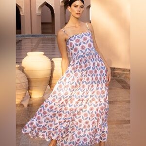 OLIPHANT SMOCKED BACK MAXI- TOURAINE PINK